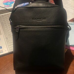 Coach Black Pebbled Leather Messenger Bag